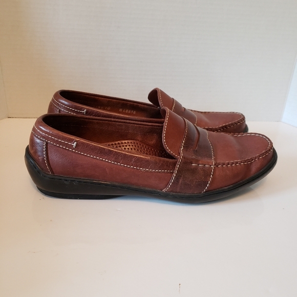 Cole Haan Mens Brown Leather Penny Loafer Slip On Shoes, - Picture 3 of 8